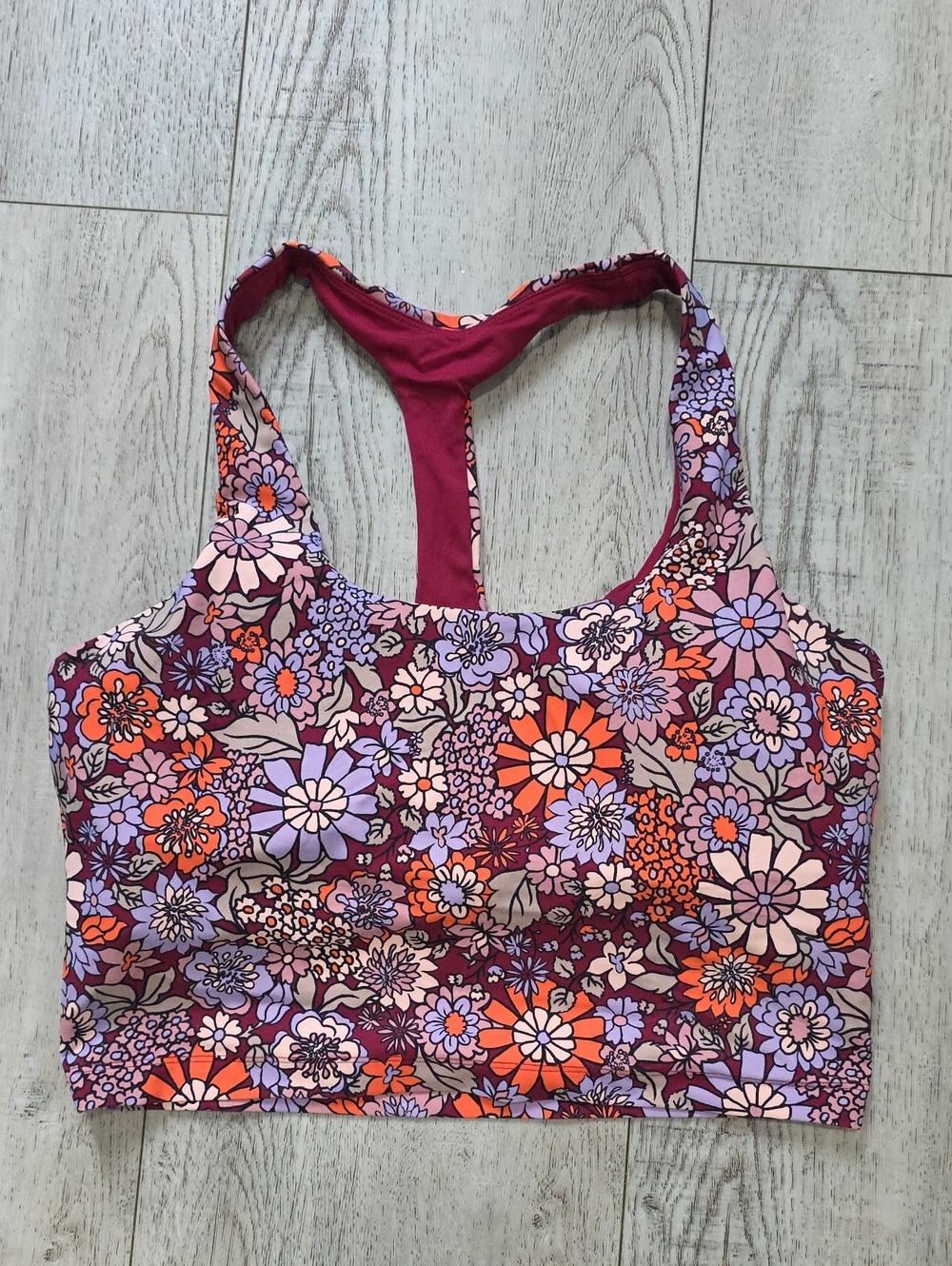 Lorna Jane Floral Racerback Tank Top in Purple, Orange, Pink